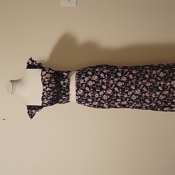 SOLD Free People Bijou Set Black Combo Floral Flutter Top & Maxi Skirt 6 - Picture 2 of 9